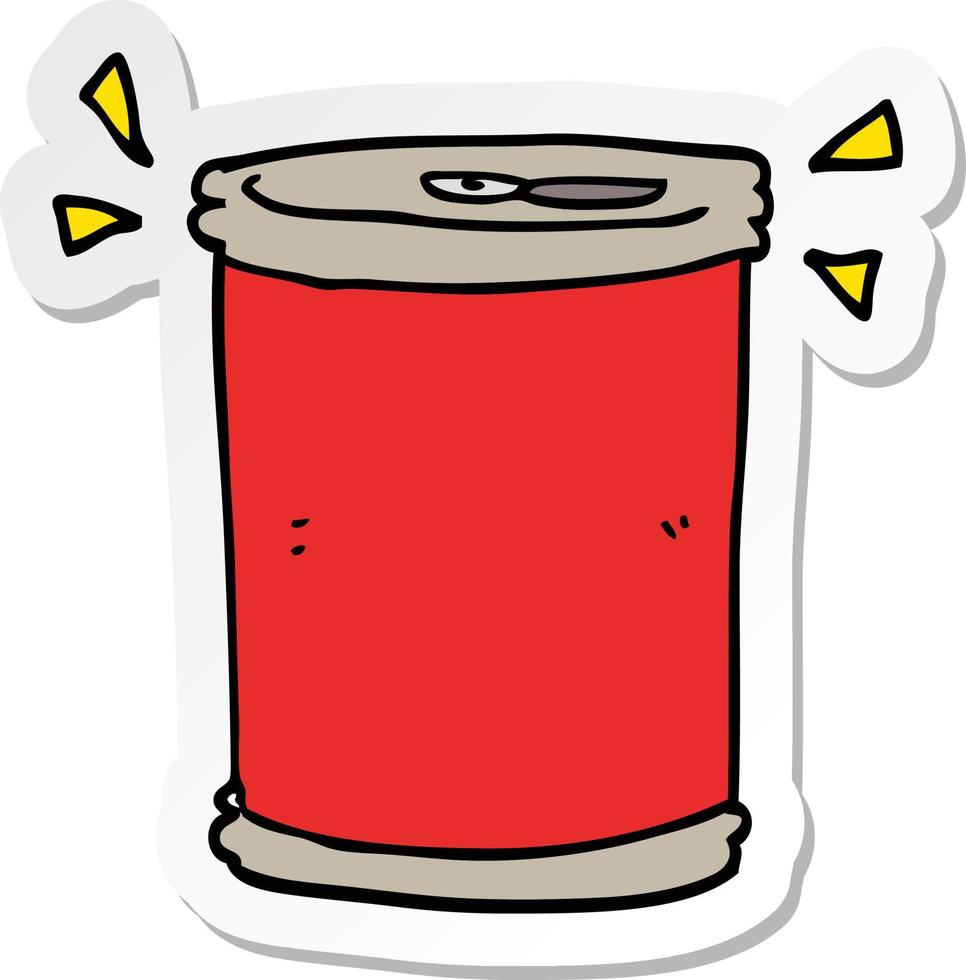 sticker of a cartoon soda can vector