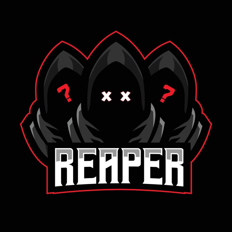 Grim reaper anonymous mascot gaming logo vector