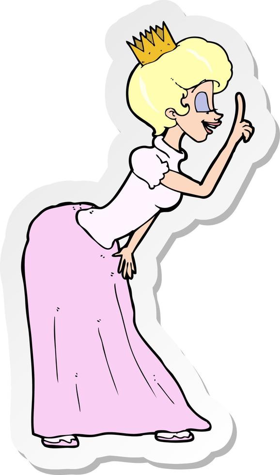 sticker of a cartoon princess vector
