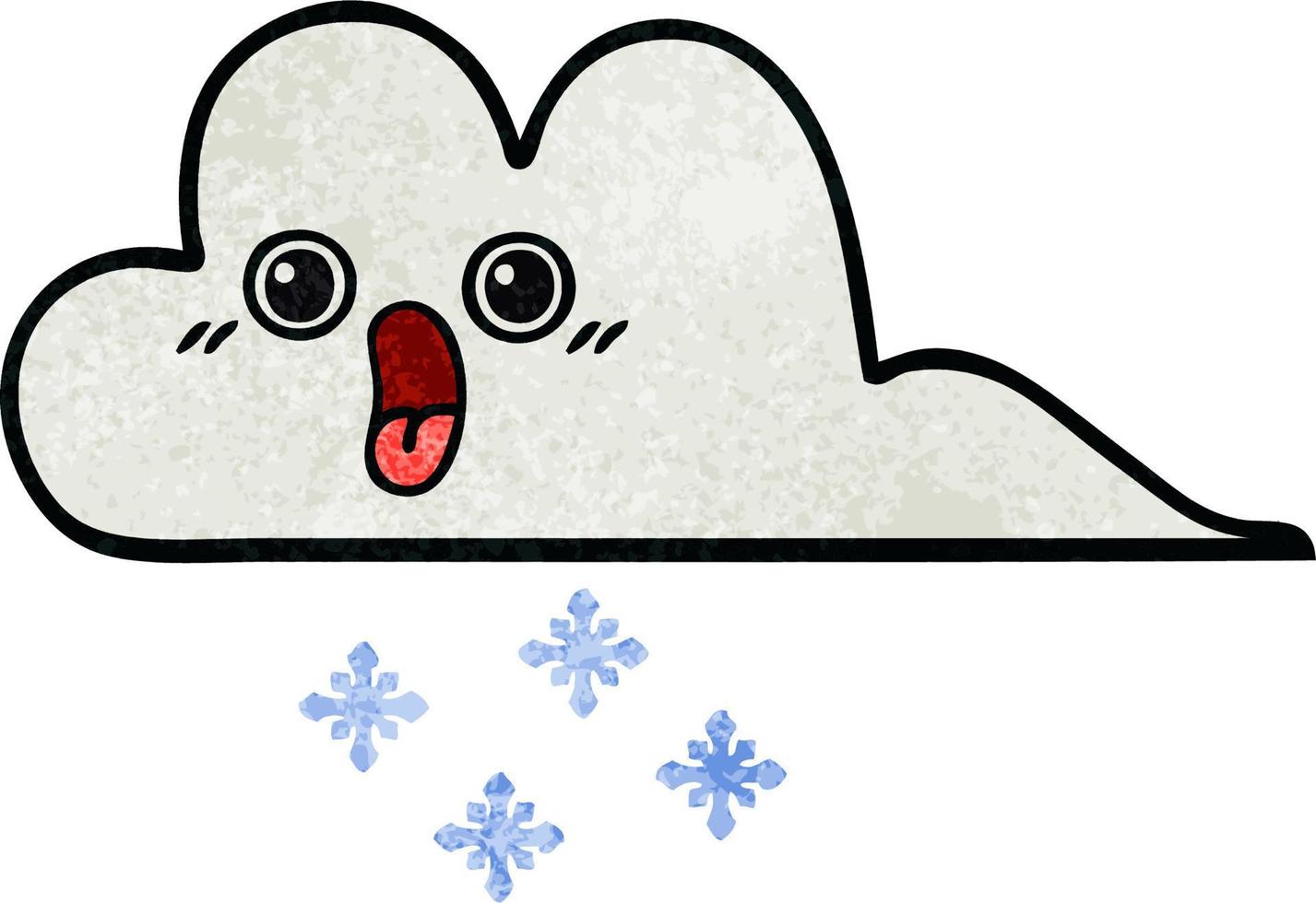 retro grunge texture cartoon snow cloud vector