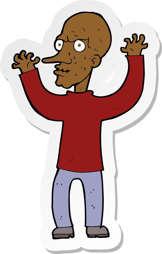 sticker of a cartoon mean man vector