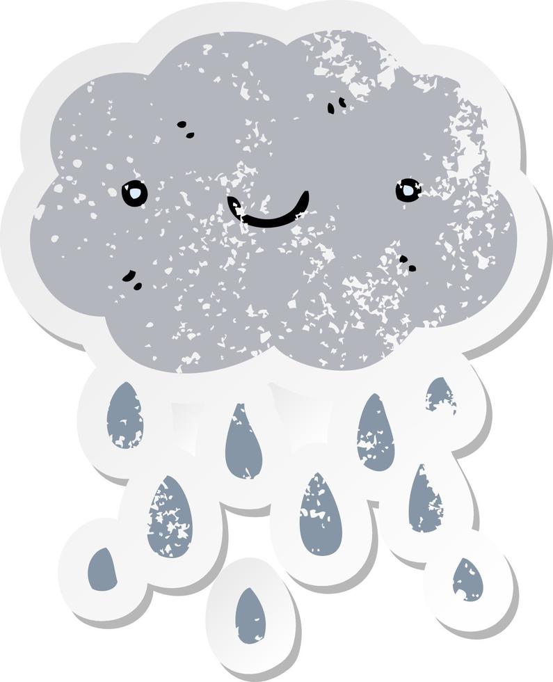 distressed sticker of a cute cartoon cloud vector