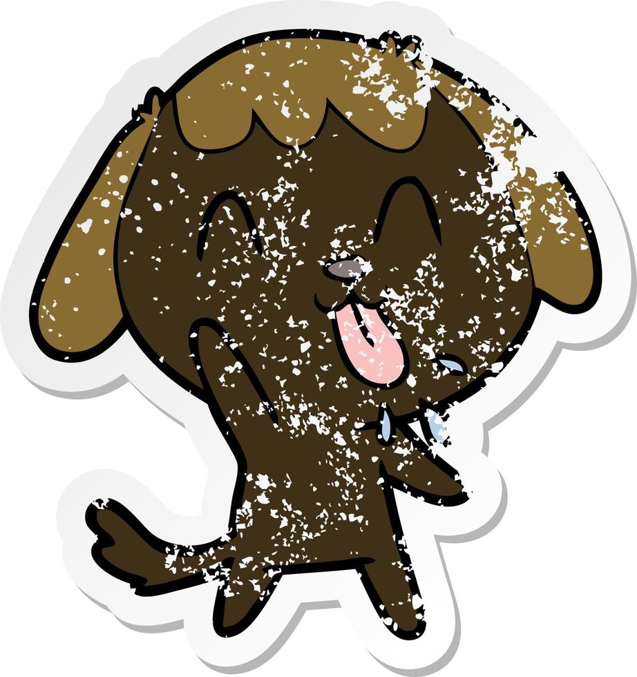 distressed sticker of a cute cartoon dog vector