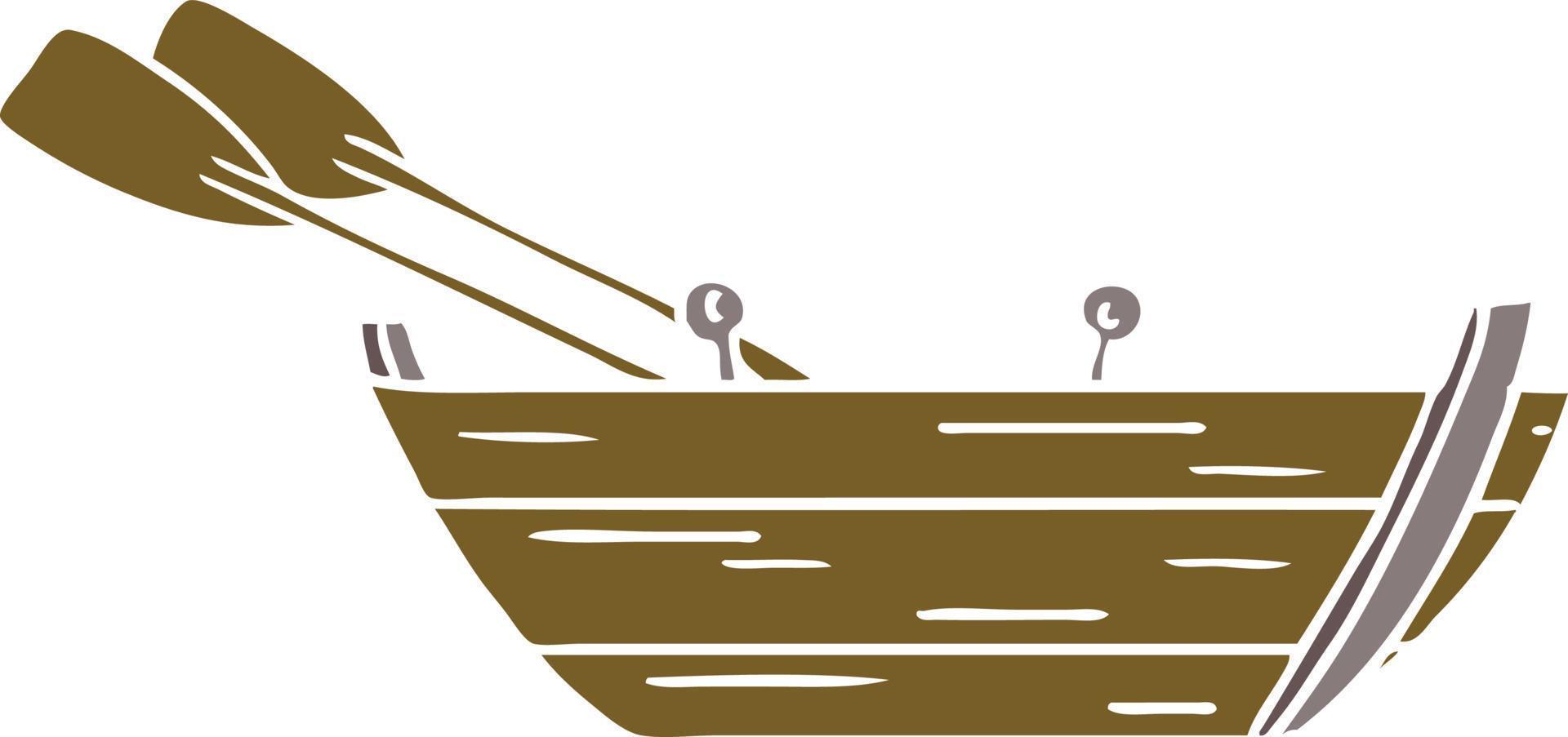 cartoon doodle of a wooden row boat vector