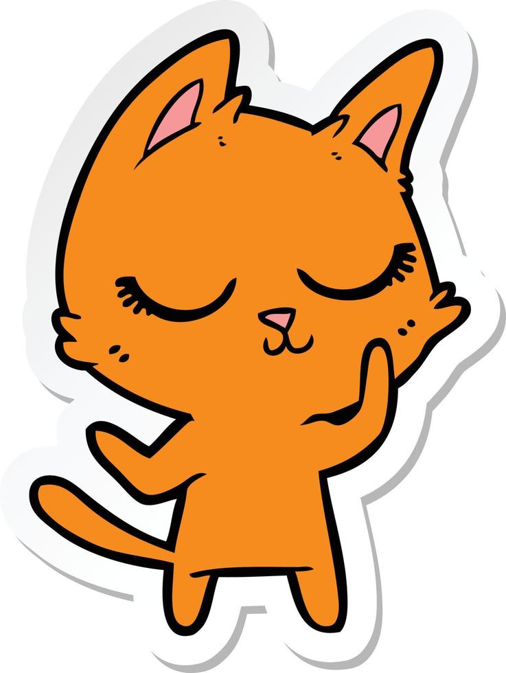 sticker of a calm cartoon cat vector