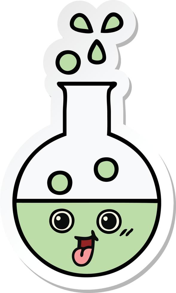 sticker of a cute cartoon test tube vector