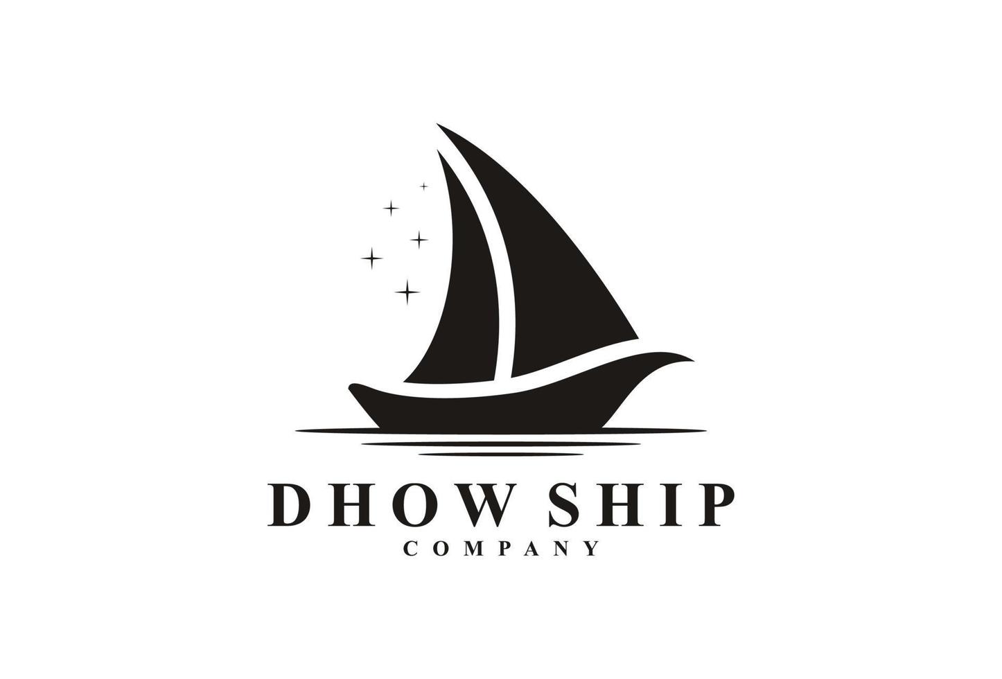 silueta del diseño del logotipo de dhow. icono de vector de velero tradicional