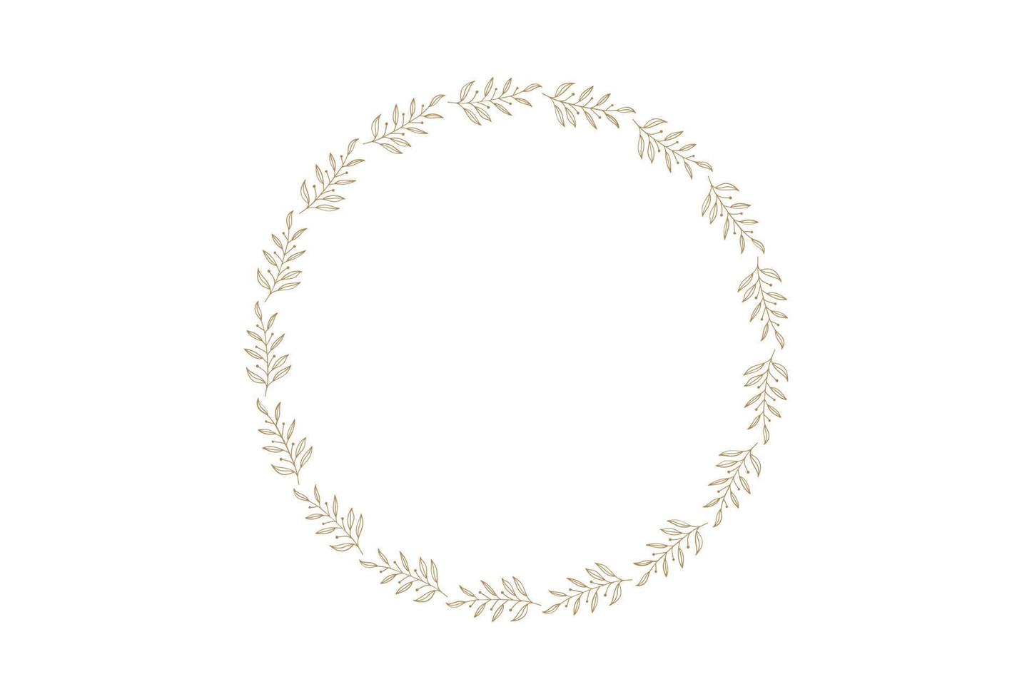 Circle frame floral logo design template in elegant and minimal style with gold color vector