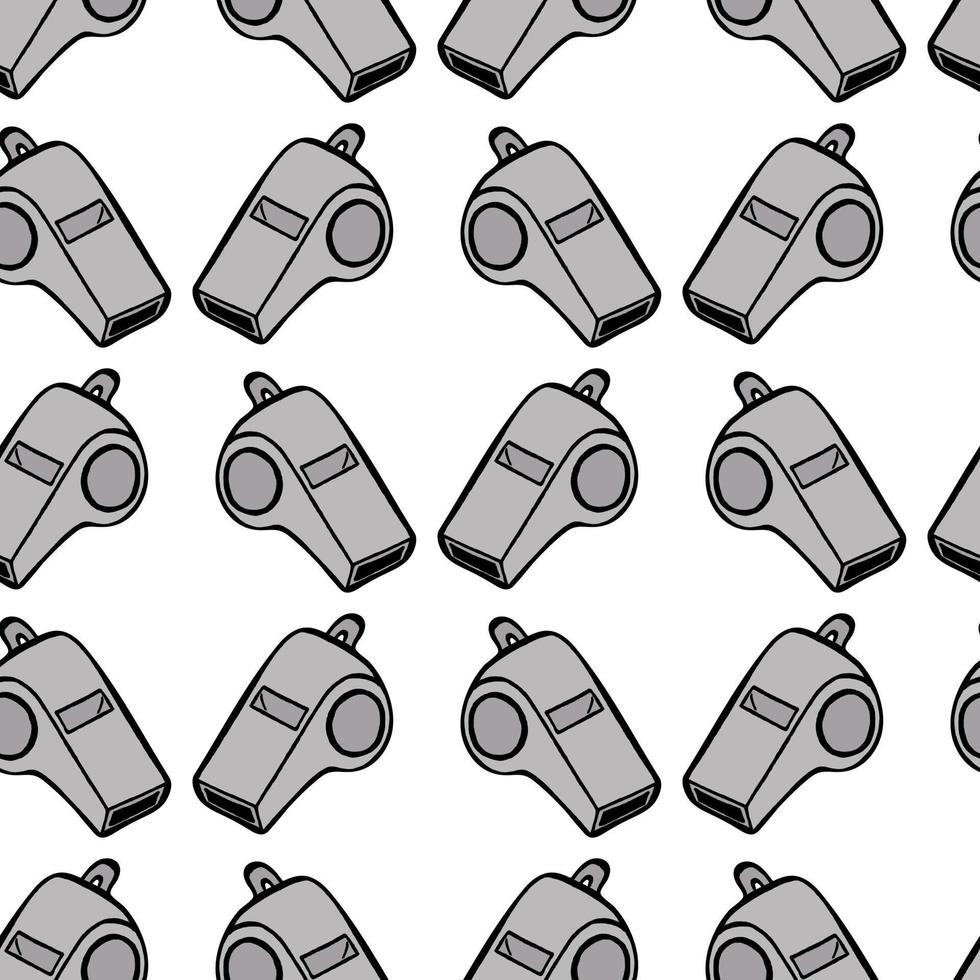 Whistle. Doodle style. Seamless pattern in gray colors. Vector image.