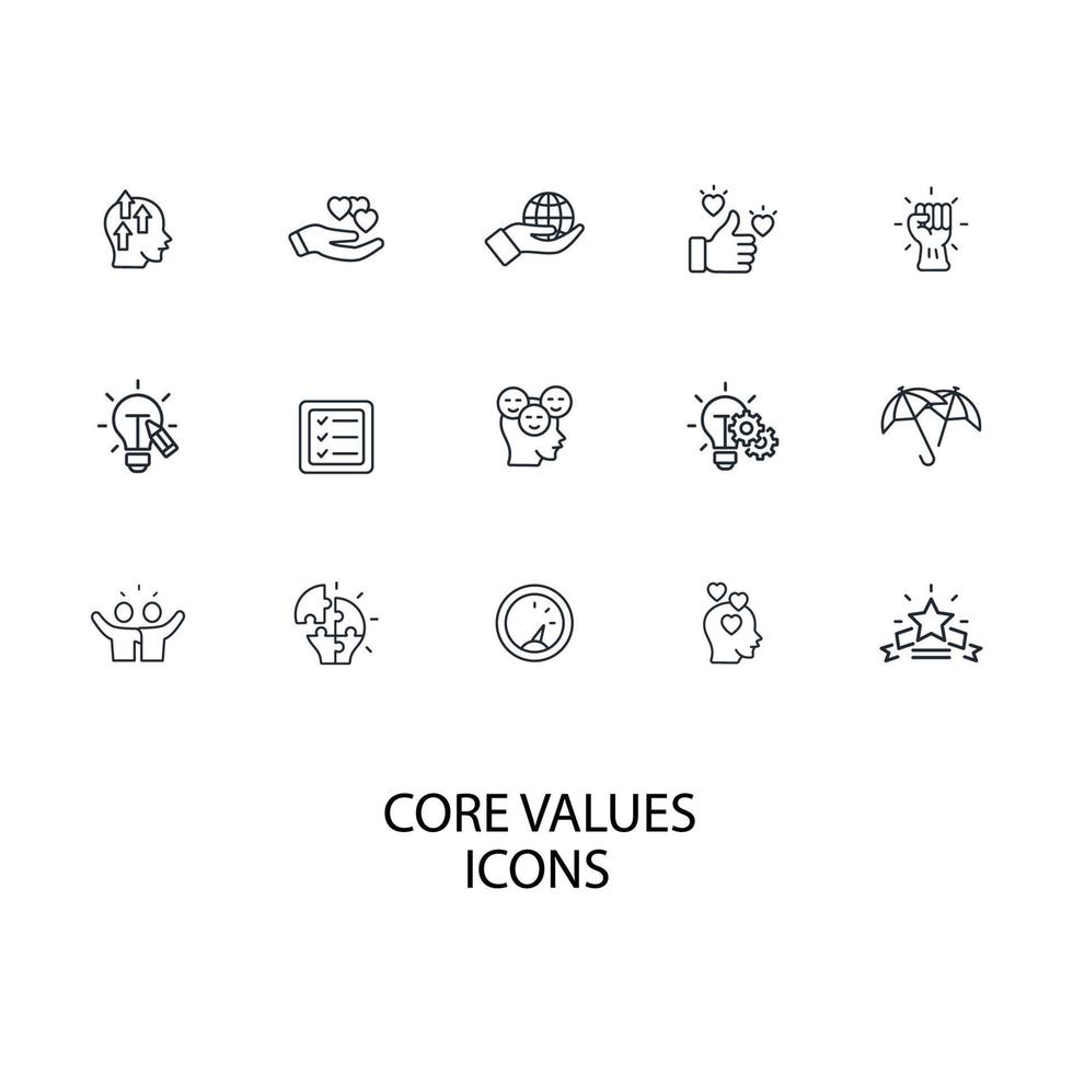 core values icons set . core values pack symbol vector elements for infographic web