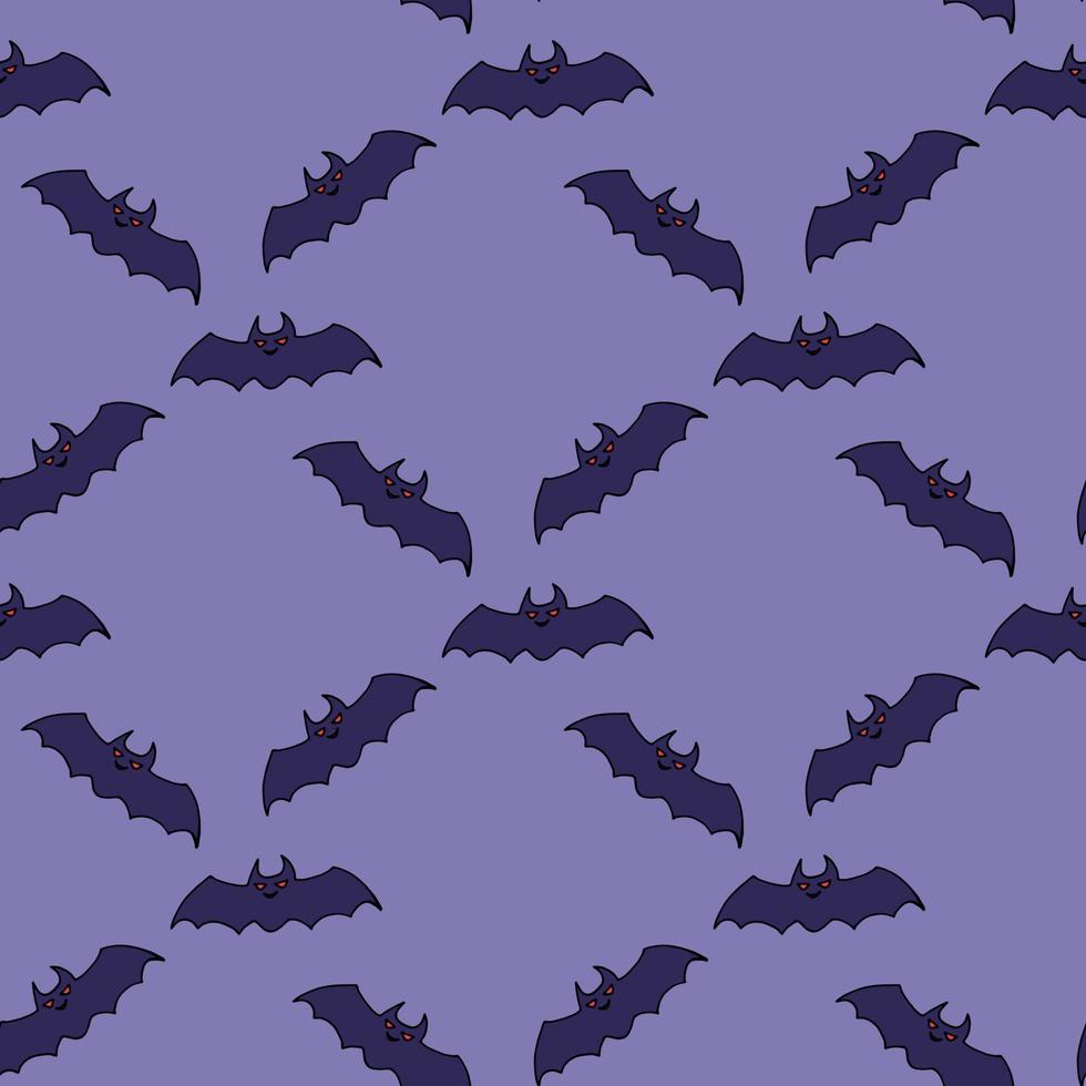 Seamless pattern with bat on light violet background. Vector image.
