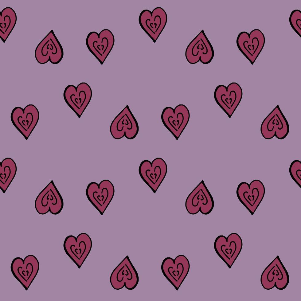 patrón transparente con corazones de color rosa oscuro sobre fondo violeta claro. imagen vectorial vector