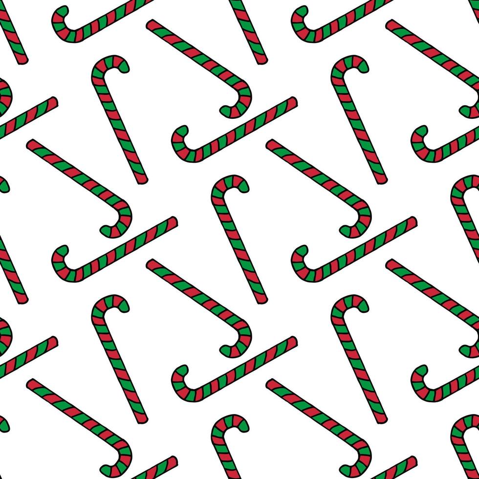 patrón sin costuras con dulces navideños rojos y verdes sobre fondo blanco. imagen vectorial vector