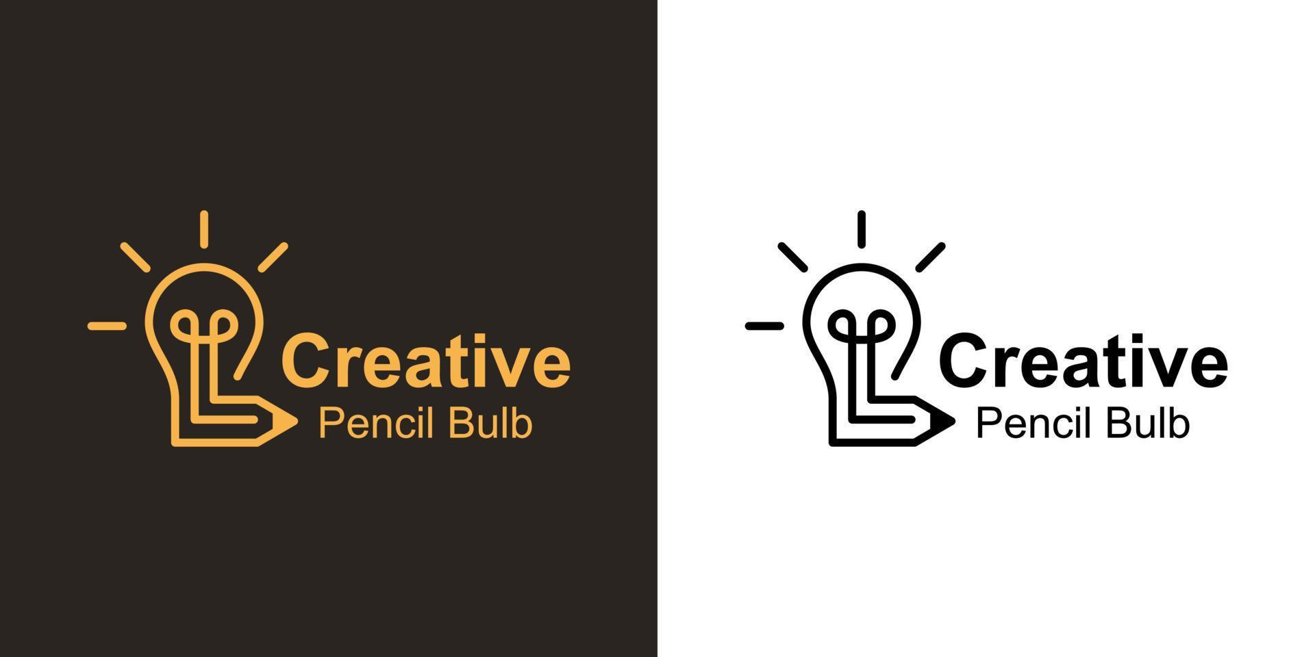 Creative idea logo element with Light bulb and pencil icon design for Smart writer logotype, Creative Education logo template vector