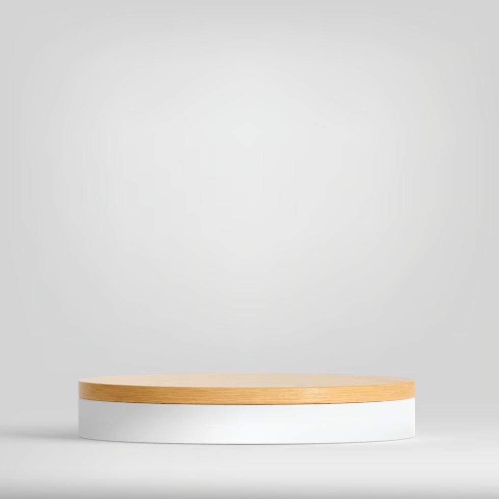 Wood podium on white background, Product presentation. vector