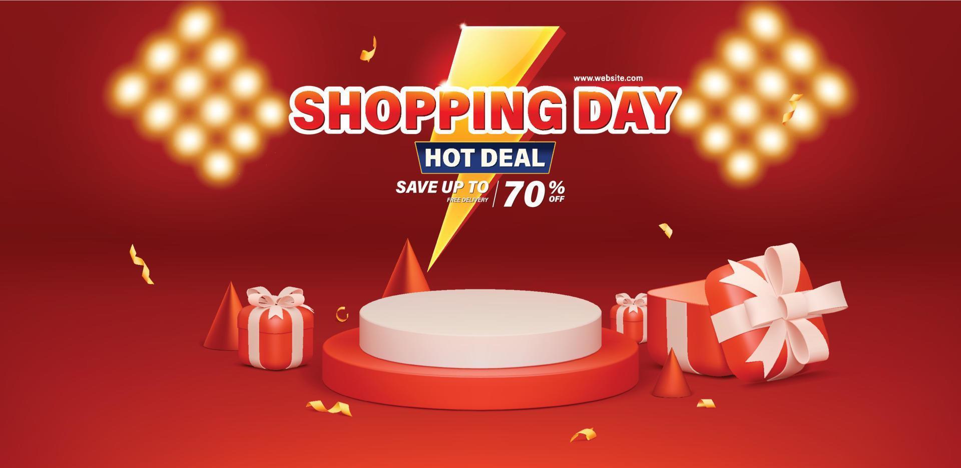 Shopping day and hot deal sale banner template design for web or social media. vector