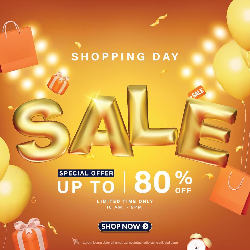 Sale balloon banner template design for web or social media. vector