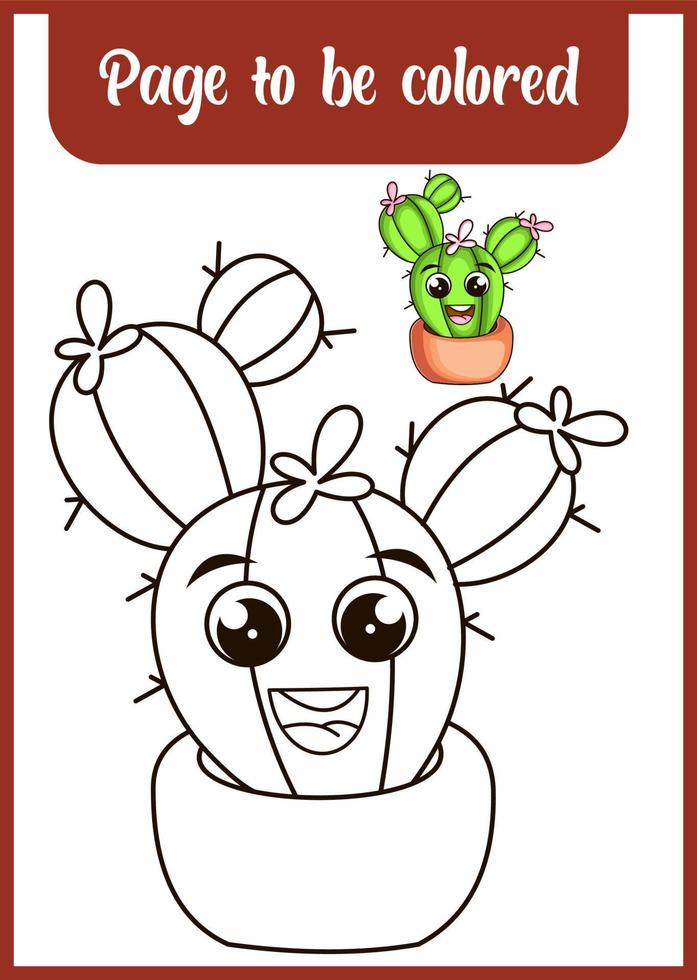 Cactus ornamental plant cartoon coloring book vector