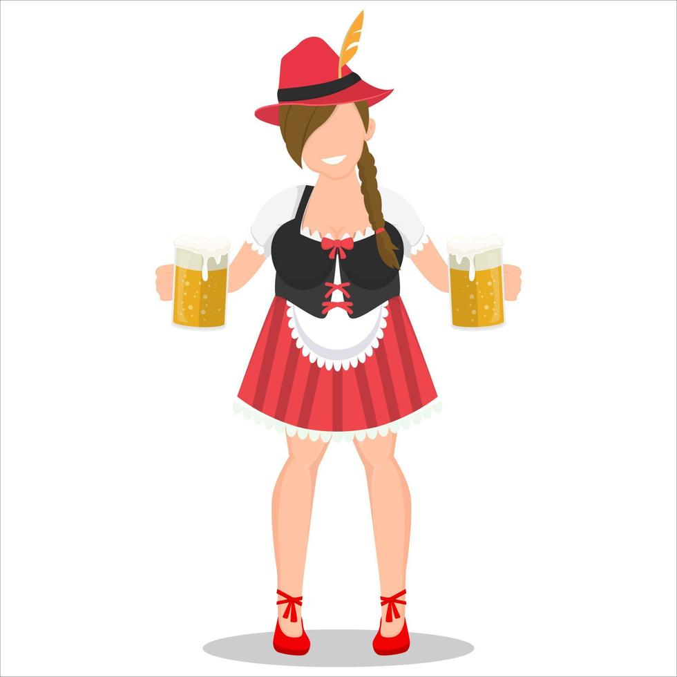 linda chica personaje de dibujos animados de oktoberfest vector