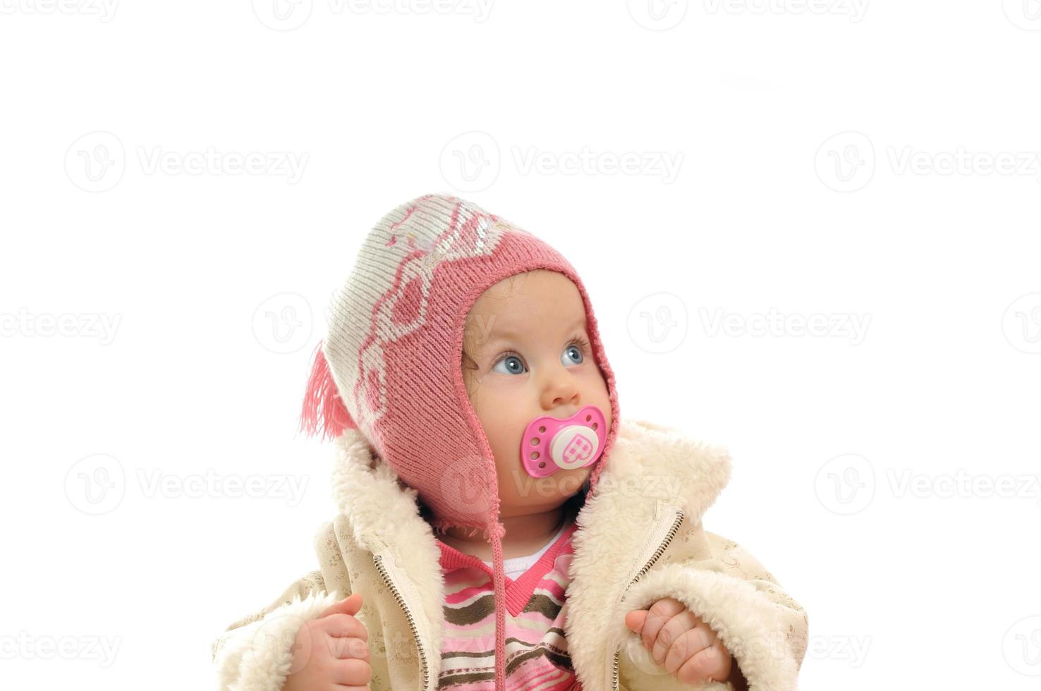 bebé de invierno en blanco foto