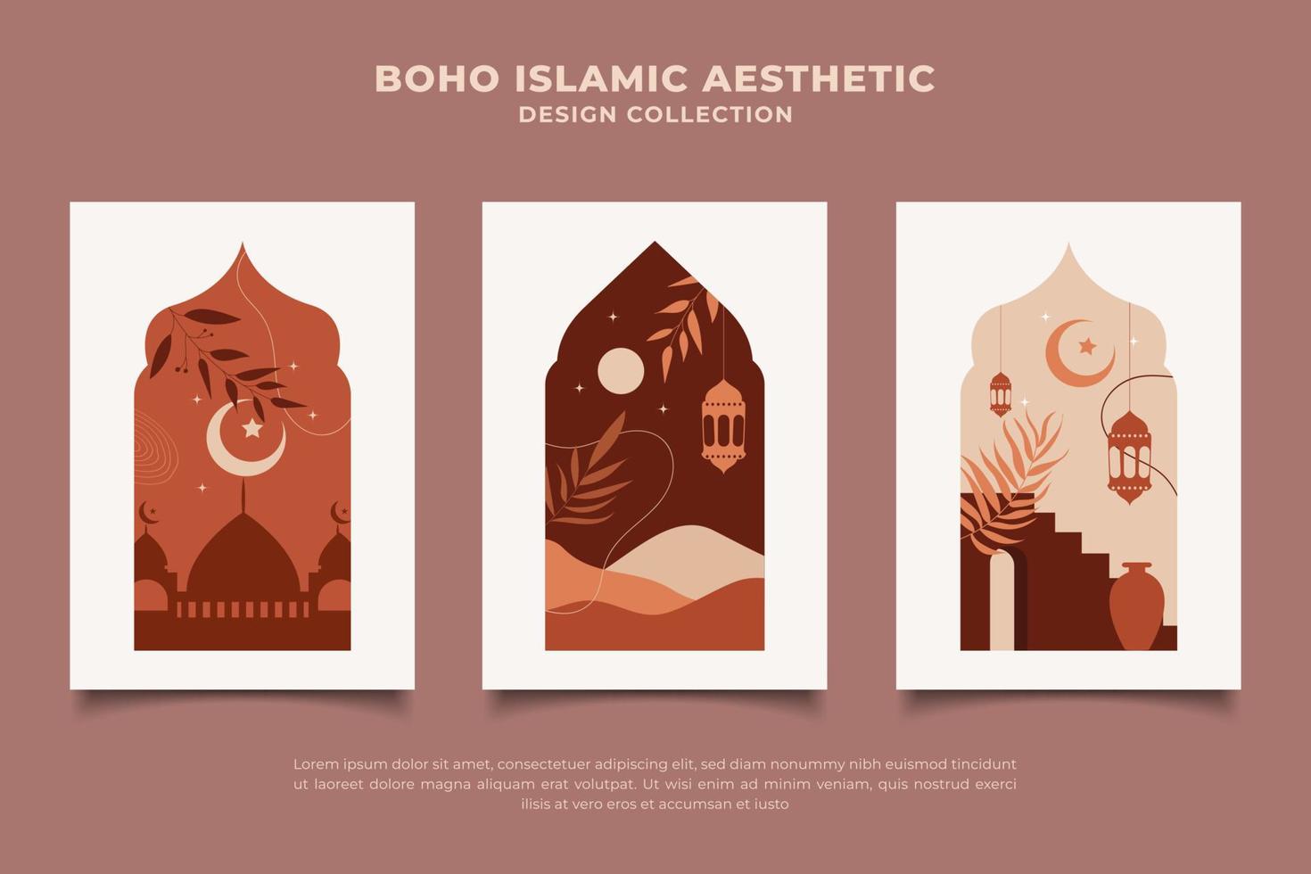 abstract boho islamic aesthetic minimal design vector