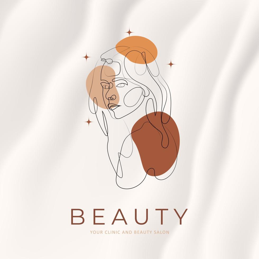 modern minimalistic women face line art logo beauty vector