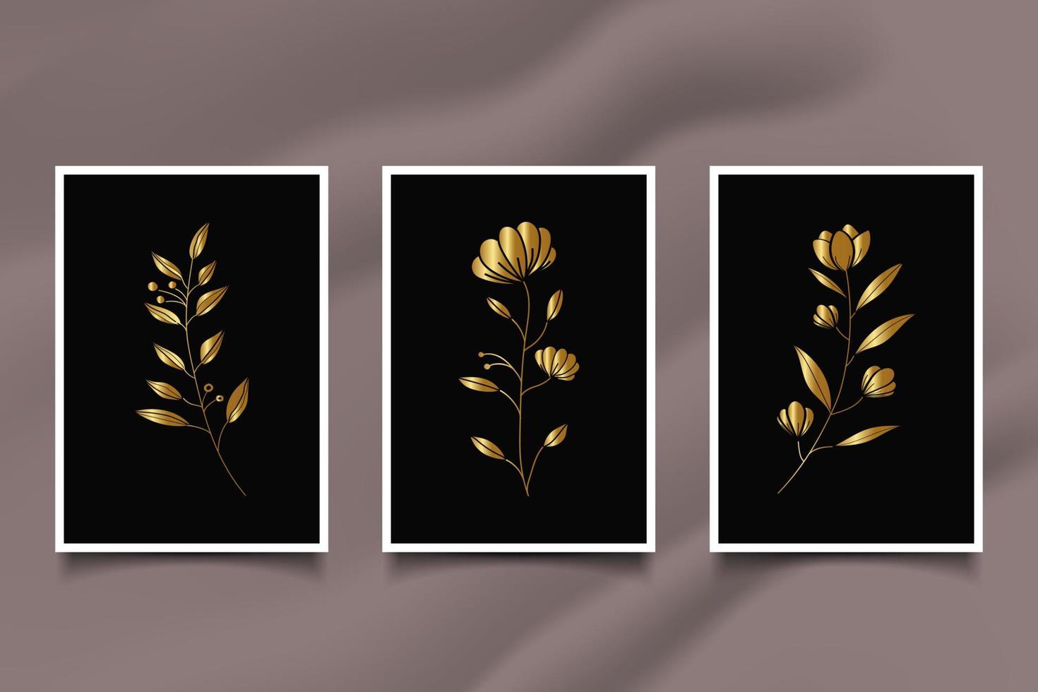 flores de oro modernas para la colección de arte mural vector