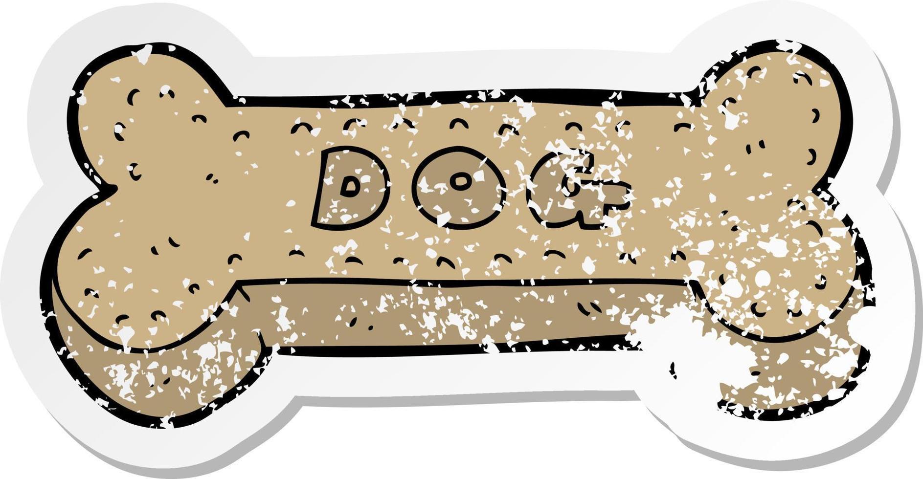 distressed sticker of a cartoon dog biscuit vector