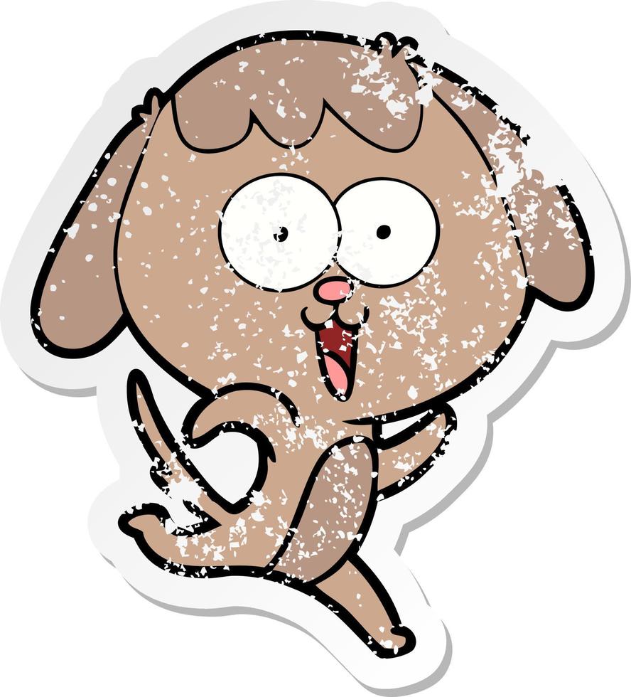 distressed sticker of a cute cartoon dog vector