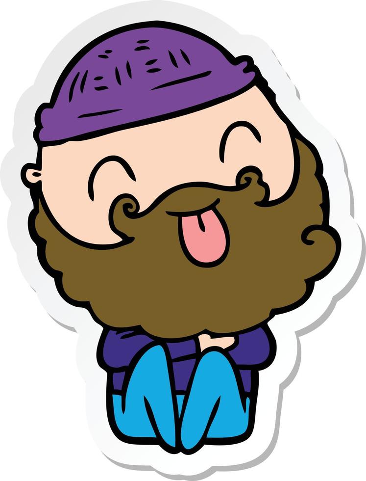 sticker of a man with beard sticking out tongue vector