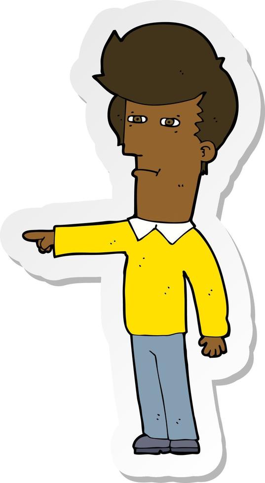 sticker of a cartoon man blaming vector