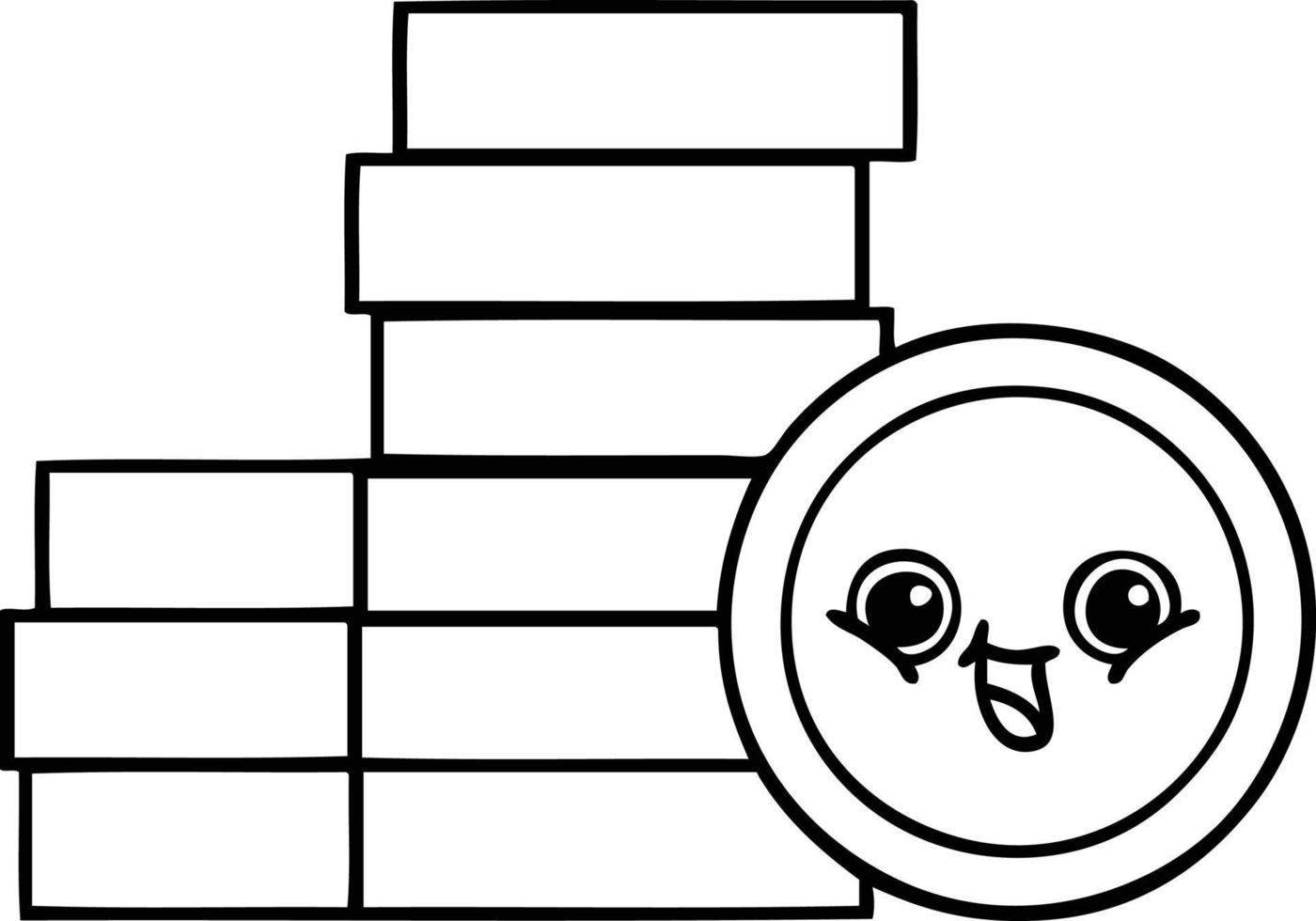 line drawing cartoon coins vector