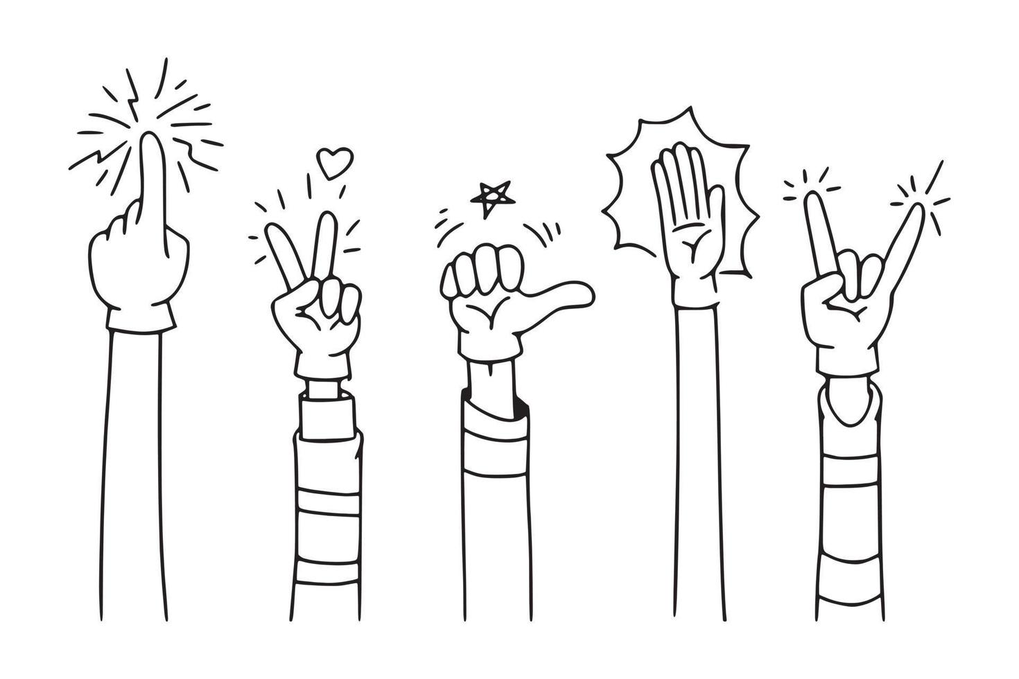 doodle hands up,Hands clapping. applause gestures. congratulation business. vector illustration