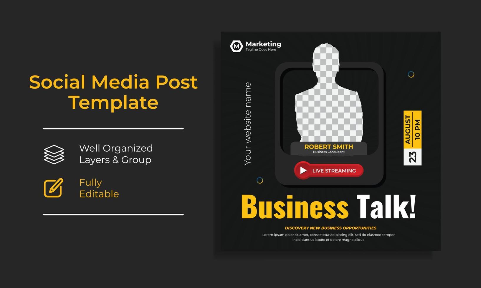 Corporate Digital Marketing Training Course Social Media post template vector premium