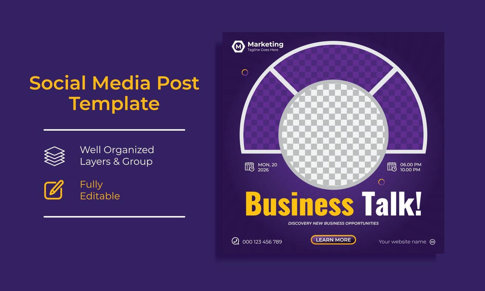 Corporate Digital Marketing Training Course Social Media post template vector premium