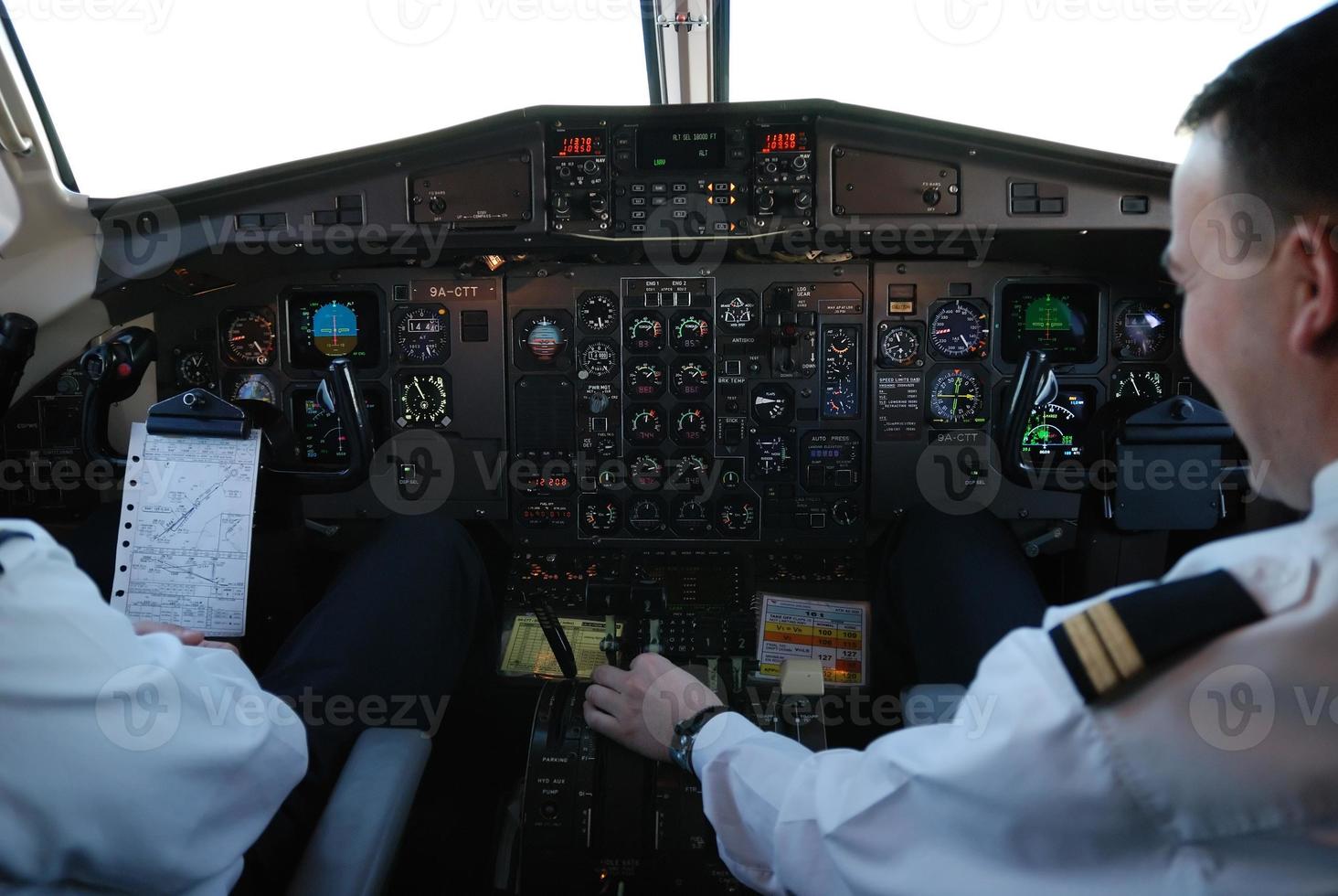 Airplane cockpit view photo