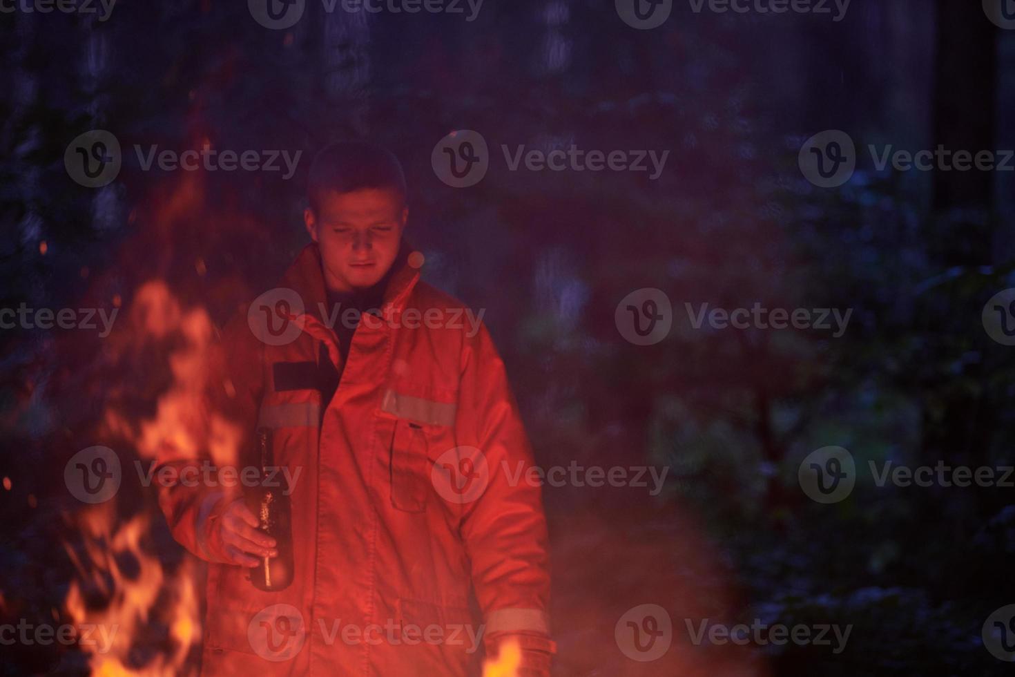 Firefighter in action photo