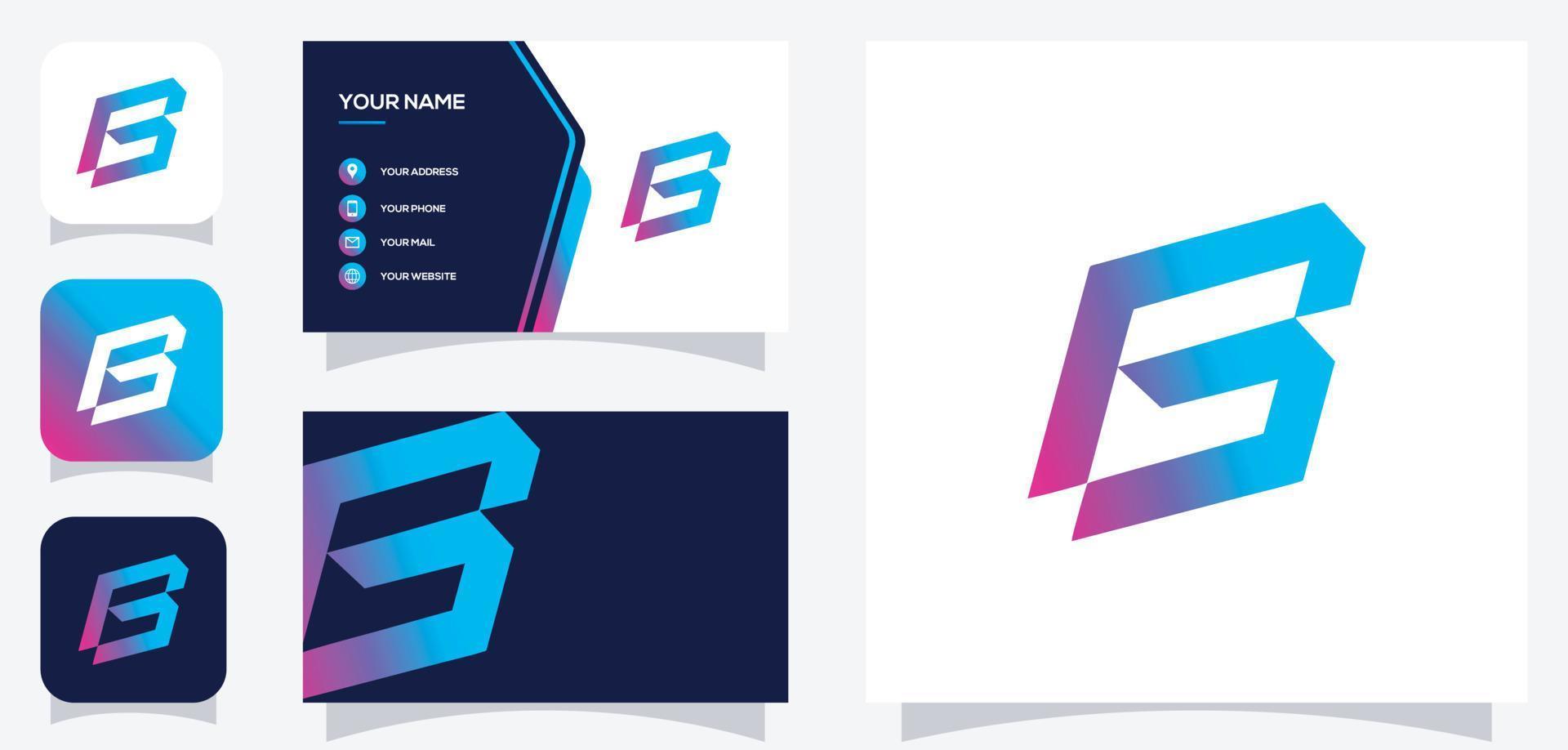 Vector graphic of letter B modern logo design with business card