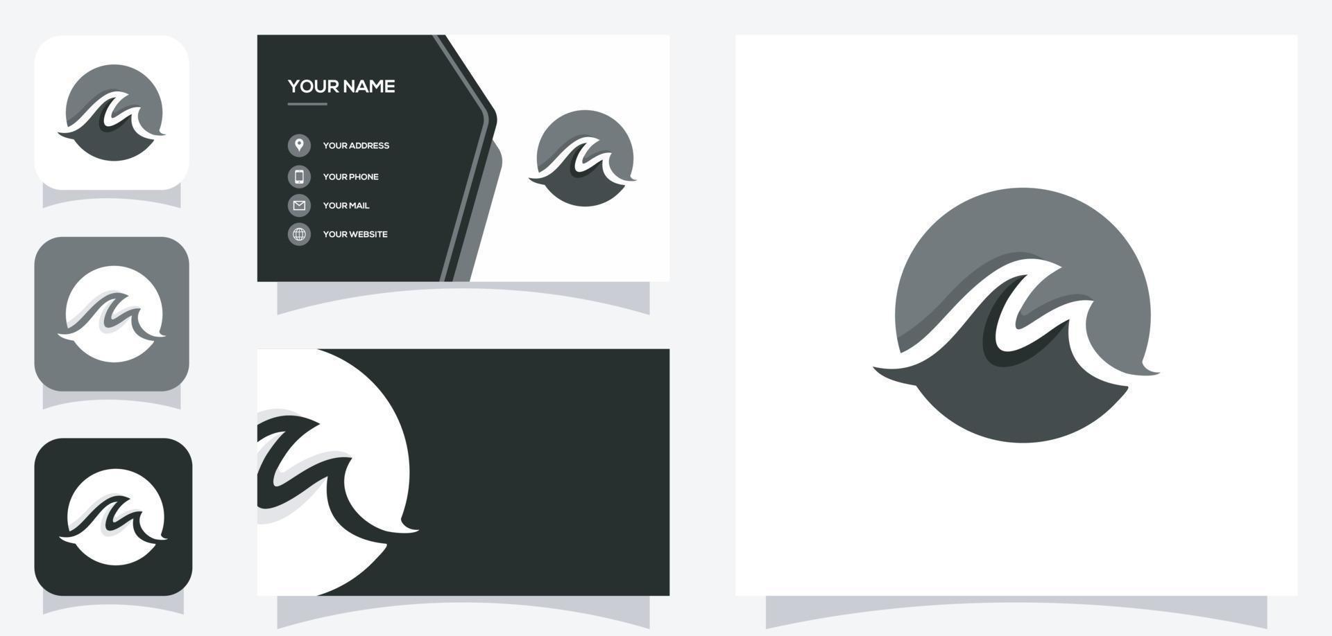 Vector graphic of ocean and sea wave and circle logo design with business card