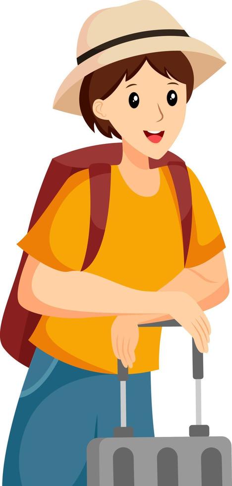 Man Traveling with a Suitcase Character Design Illustration vector