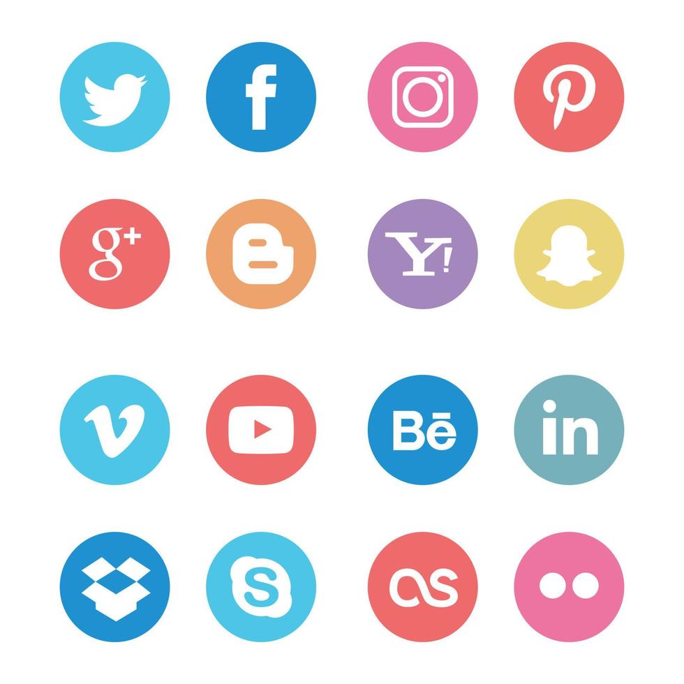 iconos coloridos de las redes sociales vector