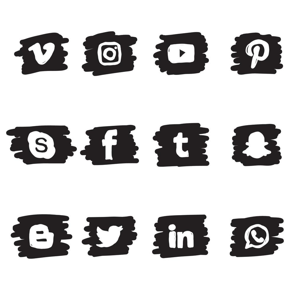 iconos de redes sociales de fondo negro vector