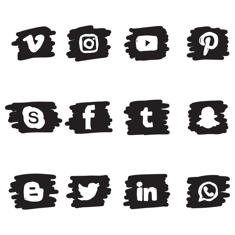 Black Background Social Media Icons vector