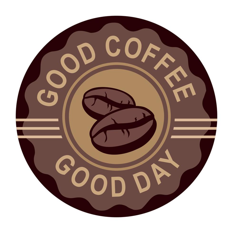 Round sticker for a paper coffee Cup with the inscription Good coffee good day. vector