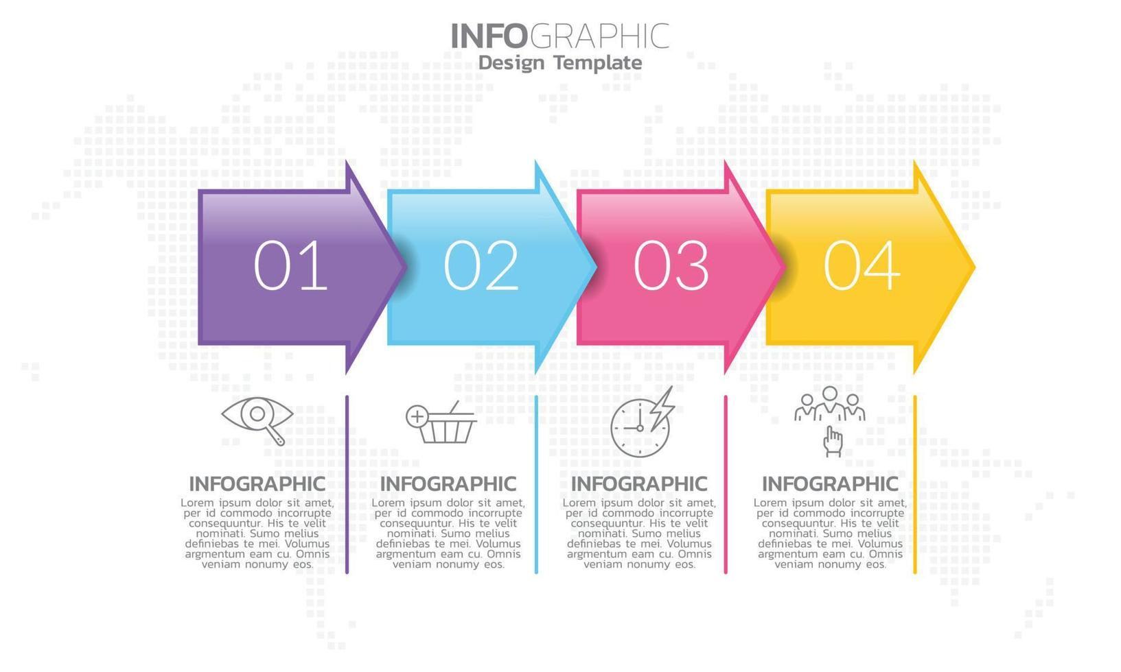 SEO Infographic 4 steps seo for content, diagram, flowchart, steps, parts, timeline, workflow, chart. vector