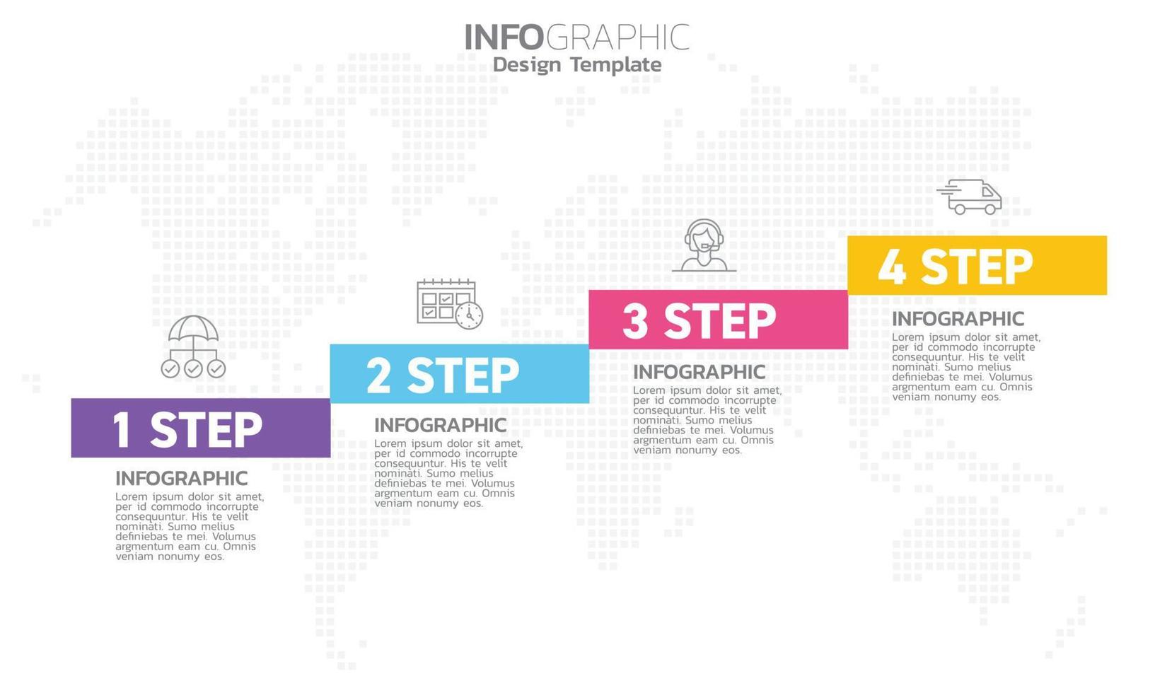 SEO Infographic 4 steps seo for content, diagram, flowchart, steps, parts, timeline, workflow, chart. vector