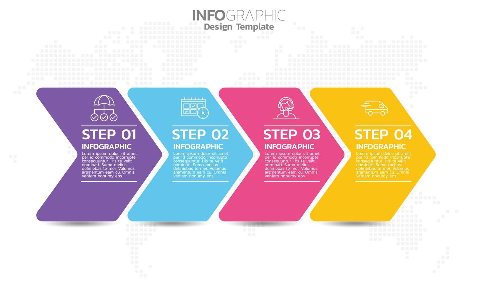 SEO Infographic 4 steps seo for content, diagram, flowchart, steps, parts, timeline, workflow, chart. vector
