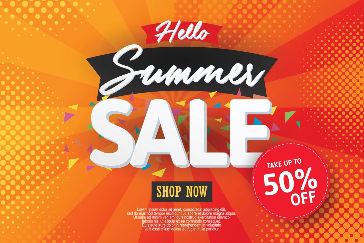 Flash sale banner template on hot color background. vector