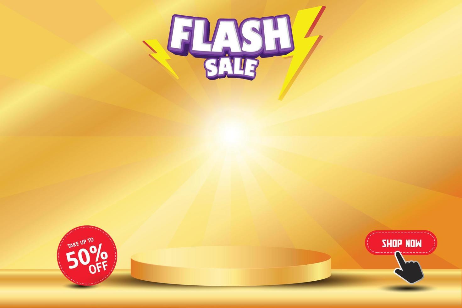 Flash sale banner template on hot color background. vector