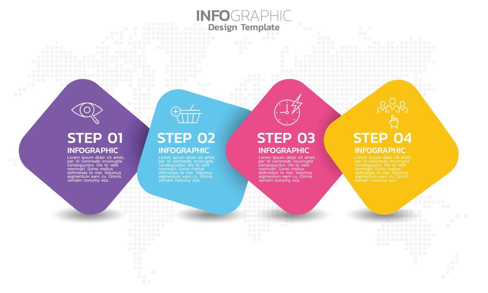 SEO Infographic 4 steps seo for content, diagram, flowchart, steps, parts, timeline, workflow, chart. vector